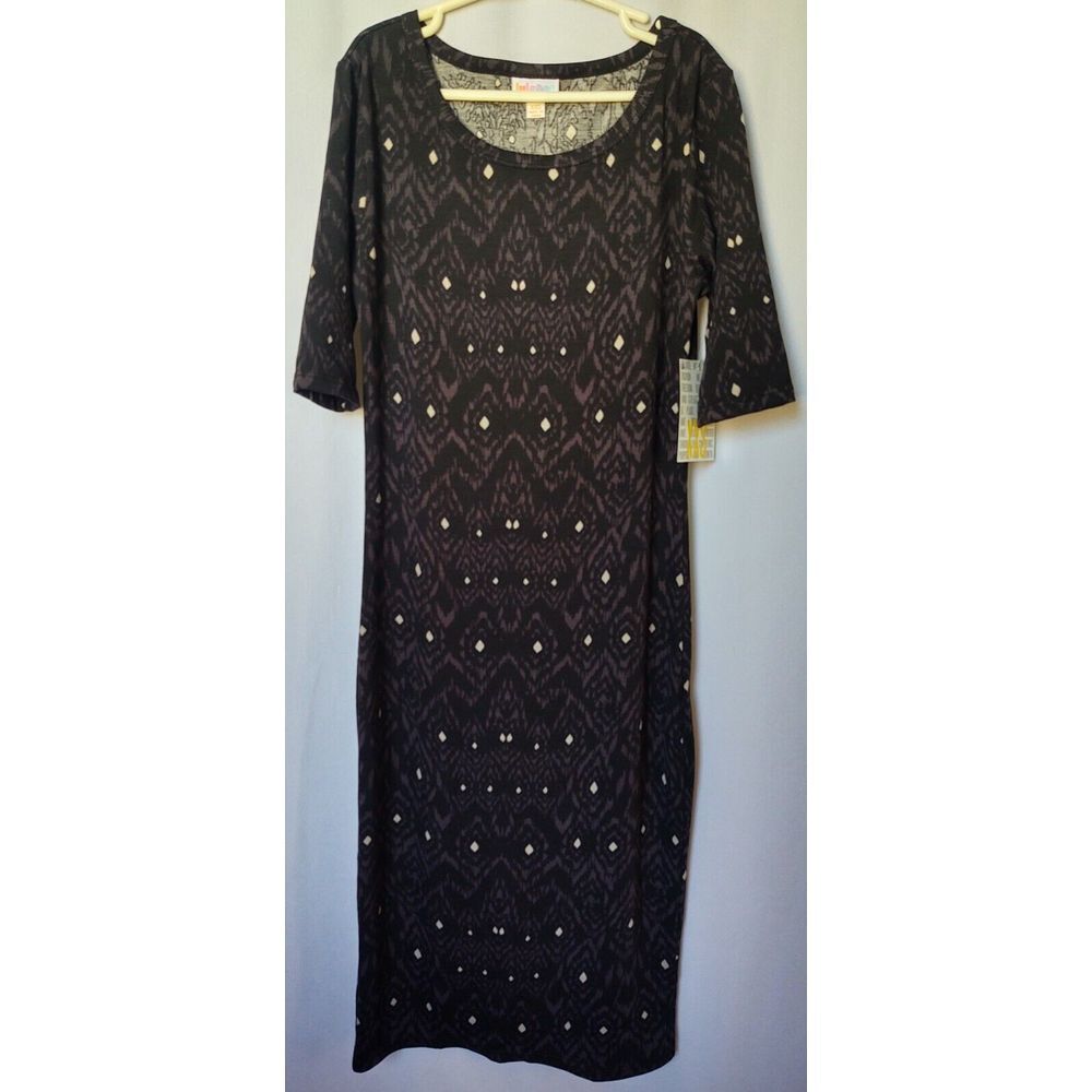size XXS LuLaRoe‎ Julia Dress Woman's Black geometric design